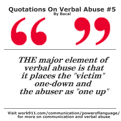 Meditations On Verbal Abuse #2